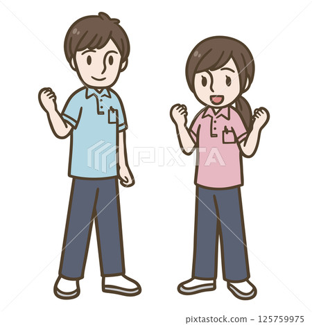 Illustration of male and female nursing staff and medical workers (full body) 125759975