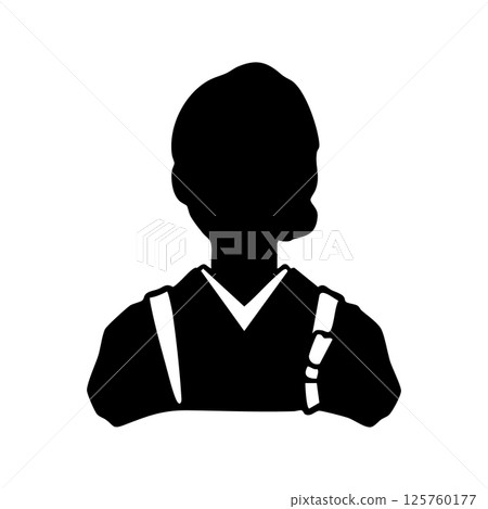 身穿和服的女性的剪影插圖，例如女服務生、女主人或日本餐廳店員 — 黑色 125760177