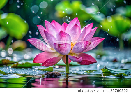 pink lotus flower in pond pink lotus flower in pond 125760202