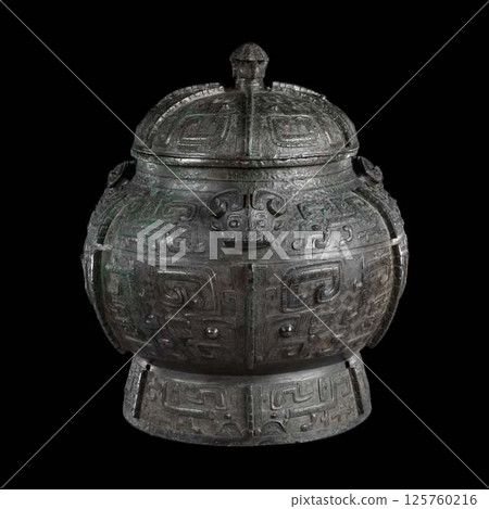 Ancient Chinese Bronze Pou - Shang Dynasty Wine Container - Ritual Vessel 125760216