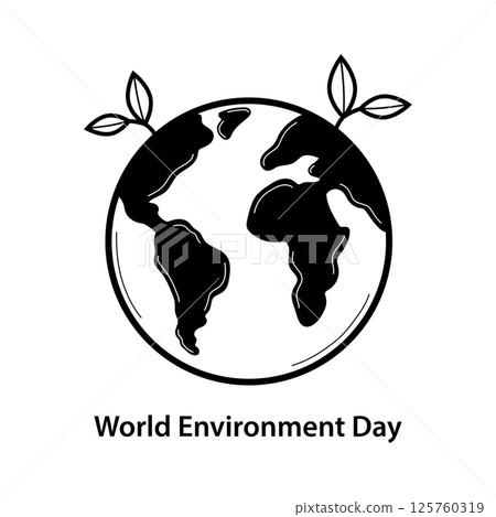 World Environment Day. Modern minimalist style. Hand drawn vector illustration in doodle style. World Environment Day. Modern minimalist style. Hand drawn vector illustration in doodle style. 125760319