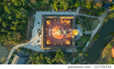 aerial view of the golden gate with intricate golden architecture aerial view of the golden gate with intricate golden architecture 125760349