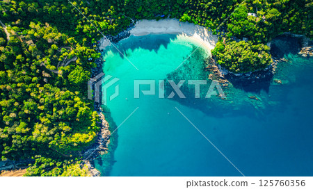 Aerial view above beautiful nature at Freedom Beach. 125760356