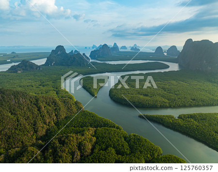 Aerial View of Heart shape island 125760357
