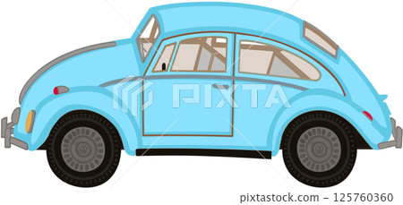Lovely classic style and blue colors of Volkswagen Beetle car. 125760360