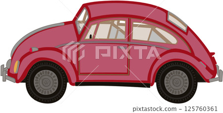 Lovely classic style and red colors of Volkswagen Beetle car. 125760361