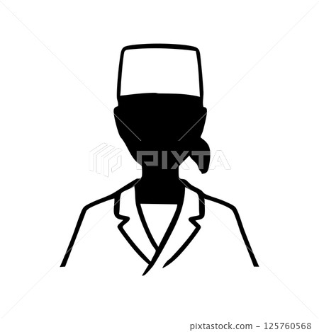 Japanese restaurant clerk or craftsman female monochrome silhouette illustration black 125760568