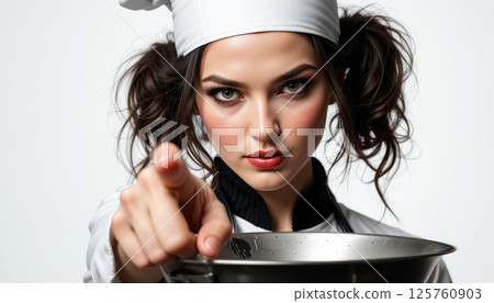 Stern Female Chef Pointing 125760903