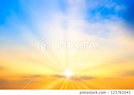 Sunset sky, sun and sunset clouds 125761041