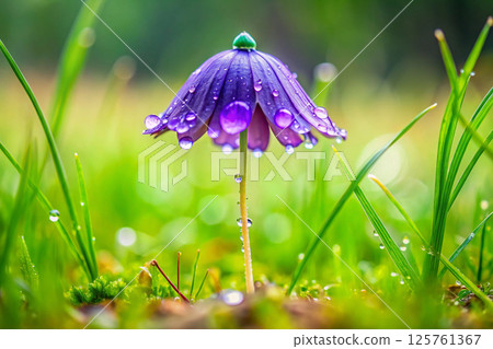 purple crocus flowers on green grass 125761367