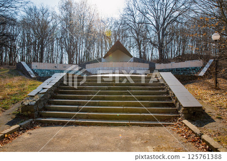Forgotten monument in the forest. Forgotten monument in the forest. 125761388