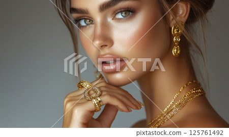 Model with chic accessories Model with chic accessories 125761492
