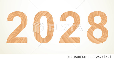 Vector wooden New Year numbers isolated on white background Vector wooden New Year numbers isolated on white background 125761591