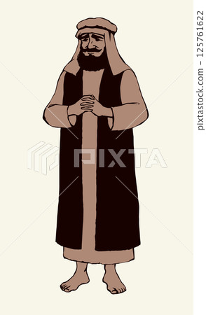 Jewish man in old clothes. Vector drawing Jewish man in old clothes. Vector drawing 125761622