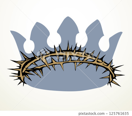 Precious golden crown with thorns. Vector drawing Precious golden crown with thorns. Vector drawing 125761635