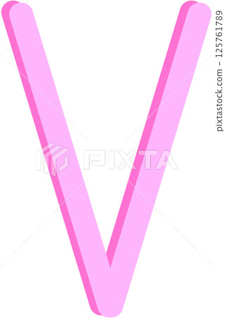 Lovely pink colors and font style of english alphabet capital letter V. 125761789