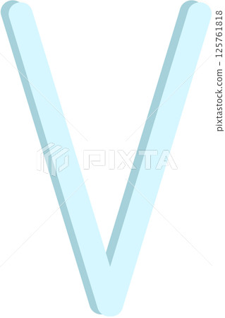 Lovely blue colors and font style of english alphabet capital letter V. Lovely blue colors and font style of english alphabet capital letter V. 125761818