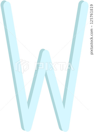 Lovely blue colors and font style of english alphabet capital letter W. 125761819
