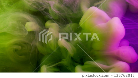 Color fog. Pigment wave. Neon purple green paint haze dissolving in water. Mystic bright smoke abstract defocused swirl mix background. Color fog. Pigment wave. Neon purple green paint haze dissolving in water. Mystic bright smoke abstract defocused swirl mix background. 125762015
