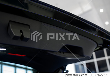 Large black empty car trunk. Open car trunk close up 125762733
