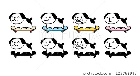 dog vector french bulldog icon skateboard skating extreme sport cartoon character puppy pet doodle symbol illustration isolated design 125762983