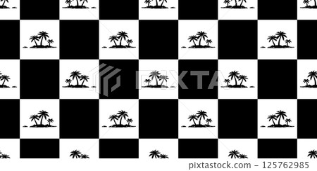 palm tree seamless pattern coconut tree island checked vector tropical beach summer ocean wrapping paper tile background repeat wallpaper cartoon scarf isolated illustration design 125762985