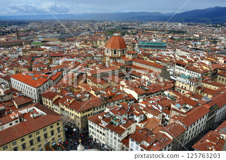 Italy, Florence, overlooking the northwestern city of Florence from Giotto's Bell Tower 125763203