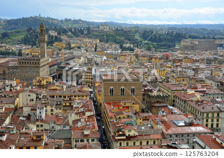 Italy, Florence, overlooking the southern city from Giotto's Bell Tower 125763204