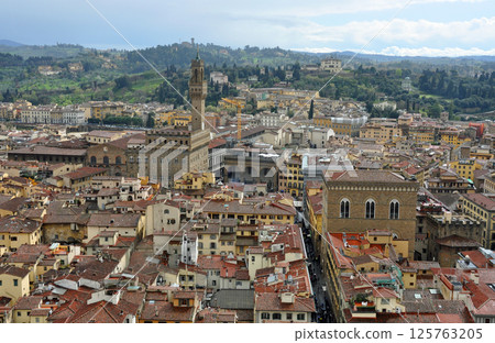 Italy, Florence, overlooking the southern city from Giotto's Bell Tower Italy, Florence, overlooking the southern city from Giotto's Bell Tower 125763205