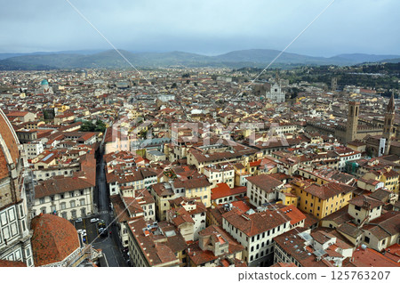 Italy, Florence, overlooking the southeast city from Giotto's bell tower 125763207