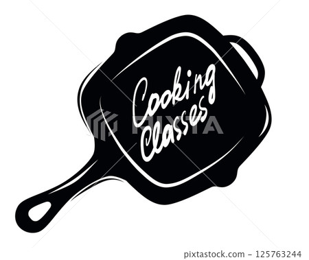 Cooking Classes Emblem with Hand Written Lettering Inscription Cooking Classes Emblem with Hand Written Lettering Inscription 125763244