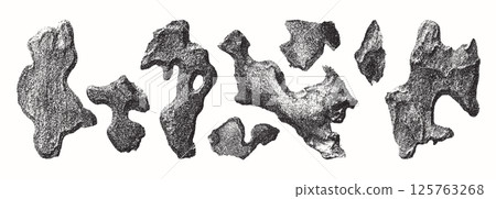 Abstract textured shapes in monochrome black ink style Abstract textured shapes in monochrome black ink style 125763268