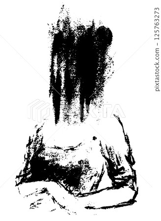 Emotional Charcoal Sketch of a Distressed Woman with Eyes Obscured by a Dark Smudge 125763273