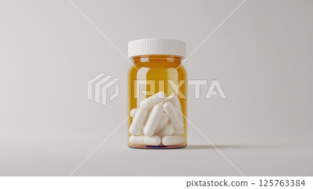 Pill bottle with with antidepressants or other psychiatric medications 125763384