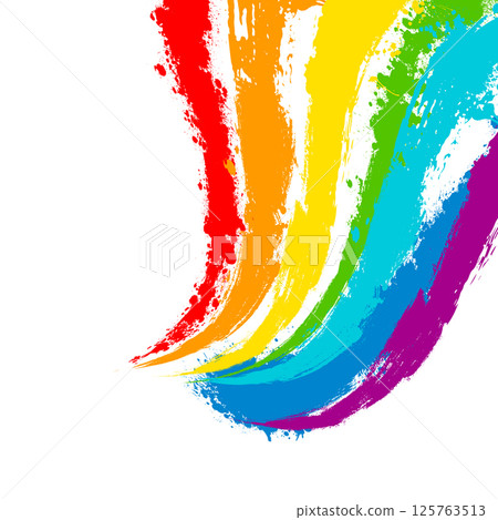 Rainbow paint strokes background. hand drawn. Not AI, Vector illustration. 125763513