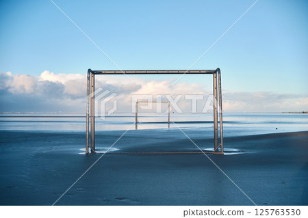 Soccer goals at the beach of st. peter-ording Soccer goals at the beach of st. peter-ording 125763530