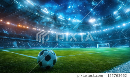 Futuristic space-themed football stadium 125763662