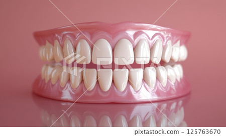 Dental Row 3D Teeth Close-Up Dental Row 3D Teeth Close-Up 125763670