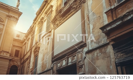 White Blank Store Signage Or Poster Banner 125763719