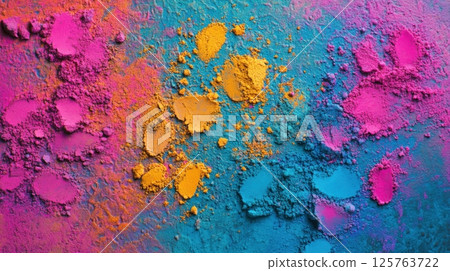Vibrant Holi Powder On A Textured Surface 125763722