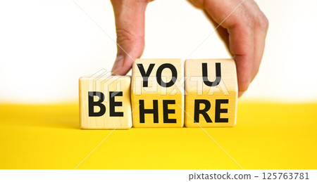 Belonging and belong symbol. Concept words Be here Belong on beautiful wooden block. Beautiful white background Businessman hand. Business motivational belonging and belong concept. Copy space. 125763781