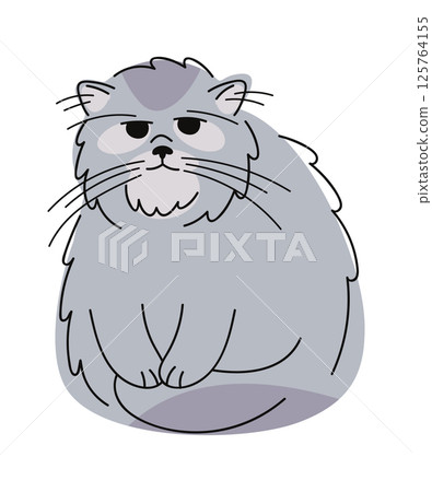 Fatty furry cat hand drawn 125764155