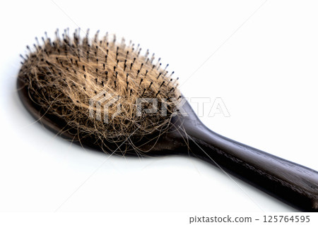 Lots of hair loss on hair brushes. Hair loss concept Lots of hair loss on hair brushes. Hair loss concept 125764595