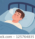 A man sleeping in bed 125764835
