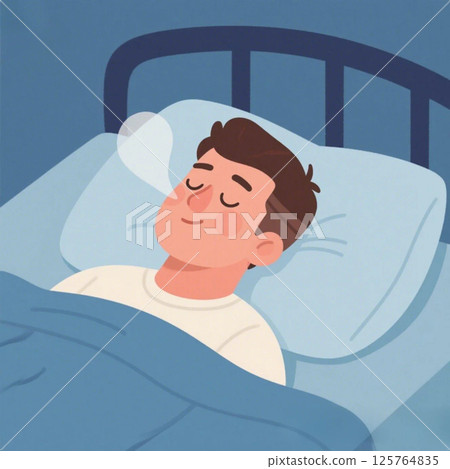 A man sleeping in bed A man sleeping in bed 125764835