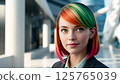 Portrait of a woman with vibrant hair color working for a futuristic design company Portrait of a woman with vibrant hair color working for a futuristic design company 125765039