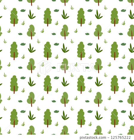 Forest tree seamless pattern on white background 125765222