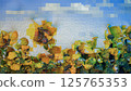 Abstract Sunflowers in Textured Digital Painting 3D Illustration 125765353