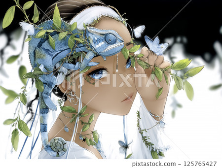 Chameleon fairy illustration material Chameleon fairy illustration material 125765427