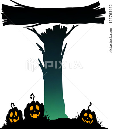 Spooky Halloween Tree Uppercase Font T Spooky Halloween Tree Uppercase Font T 125765452